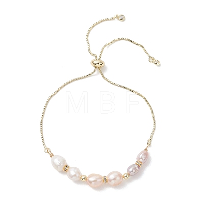 Natural Cultured Freshwater Pearl Beads Slider Bracelets BJEW-JB13410-1