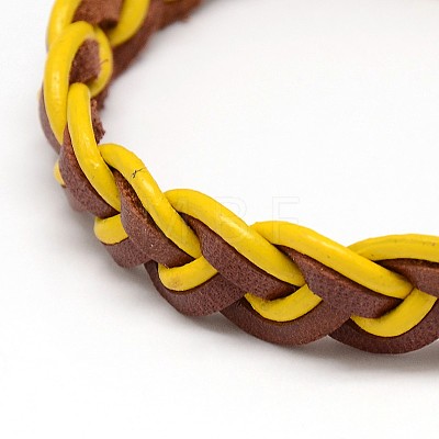 Trendy Unisex Casual Style Braided Waxed Cord and Leather Bracelets BJEW-L297-M-1