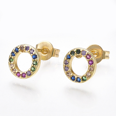 Brass Micro Pave Cubic Zirconia Ear Studs EJEW-S201-47-1