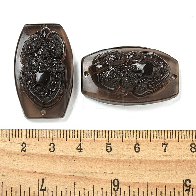 Natural Ice Obsidian Carved Connector Charms G-Q191-01A-1