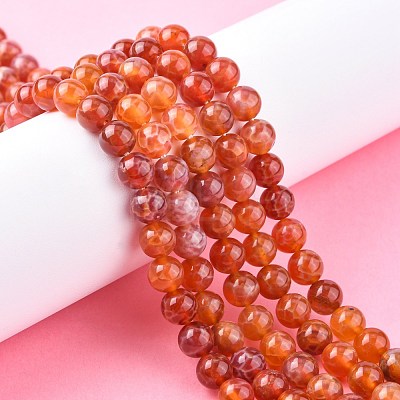 Natural Fire Crackle Agate Beads Strands X-G-G212-8mm-10-1