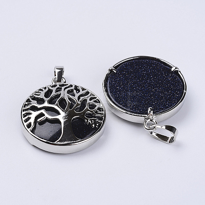 Synthetic Blue Goldstone Pendants G-P350-D10-1