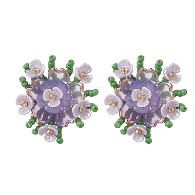 Flower Handmade Glass Seed Beads Stud Earrings EJEW-MZ00656-03-1