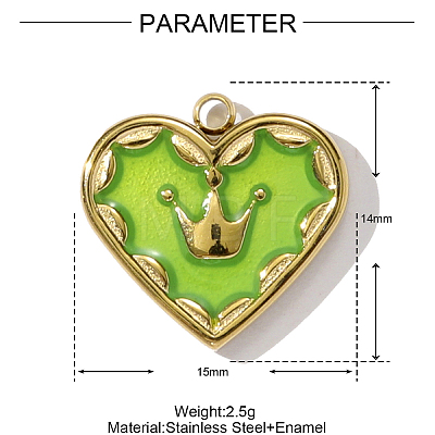 304 Stainless Steel Enamel Pendants STAS-OY001-96G-1