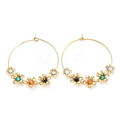 Flower Glass Hoop Earrings EJEW-K261-01G-02-1