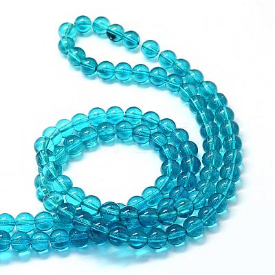 Baking Painted Transparent Glass Round Bead Strands DGLA-Q022-6mm-03-1