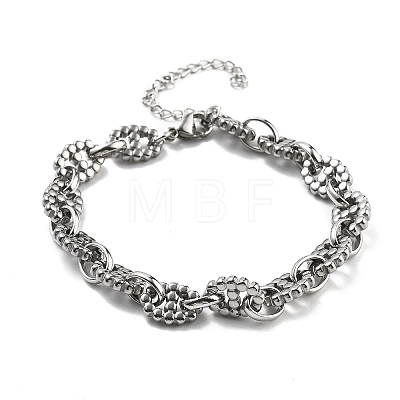 304 Stainless Steel Oval Link Chains Bracelets for Men & Women BJEW-D042-47P-1