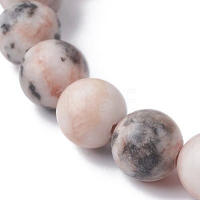 Natural Pink Zebra Jasper Round Beaded Stretch Bracelets BJEW-JB09832-1