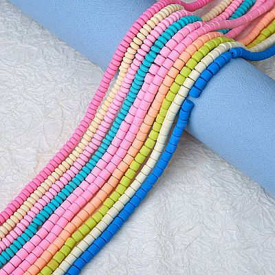 10 Strands 10 Colors Handmade Polymer Clay Beads Strands CLAY-SZ0001-97-1