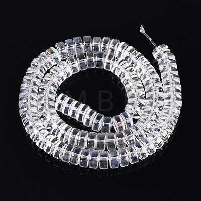 AB Color Plated Transparent Glass Beads Strands GLAA-T026-4x8mm-T06-1