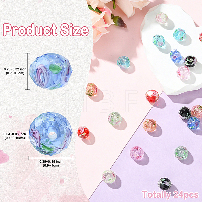 24Pcs 8 Styles Handmade Lampwork Beads LAMP-FS0001-79-1