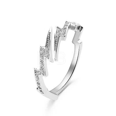 Lightning Bolt Alloy with Crystal Rhinestone Cuff Rings FS-WG55571-01-1