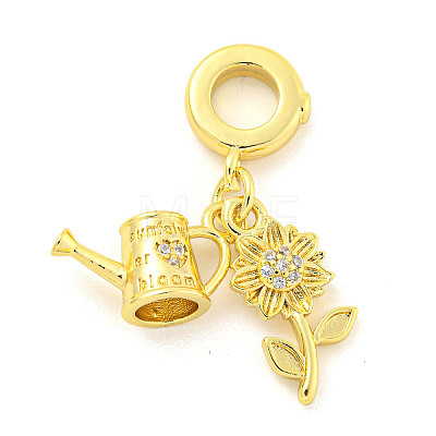 Rack Plating Brass Micro Pave Cubic Zirconia European Dangle Charms KK-P270-02G-G-1
