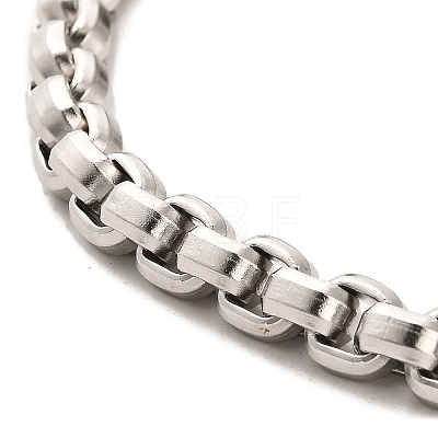 304 Stainless Steel Box Chain Bracelets with Lion Clasps BJEW-E094-05AS-1