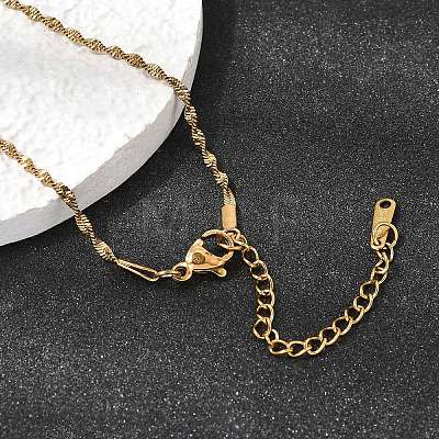 1.8MM Unisex 304 Stainless Steel Rope Chain Necklaces NJEW-P356-02G-1