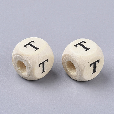 Printed Natural Wood Beads WOOD-T026-001T-1