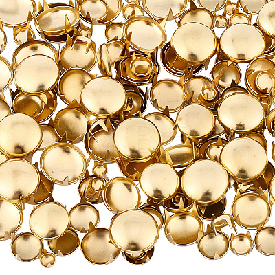 150Pcs 5 Styles Flat Round Brass Four Claw Nail KK-CL0001-03G-1