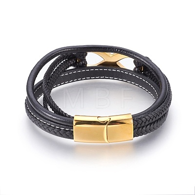 Braided Leather Cord Multi-strand Bracelets BJEW-F349-12G-01-1