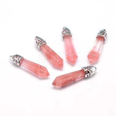 Bullet Platinum Plated Alloy Natural & Synthetic Mixed Stone Pointed Pendants G-F228-06-RS-1