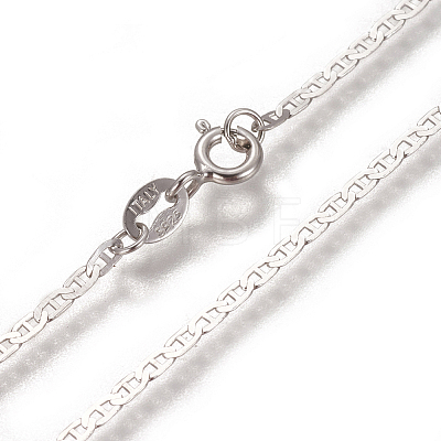 Anti-Tarnish Rhodium Plated 925 Sterling Silver Mariner Link Chain Necklaces STER-L059-11P-1