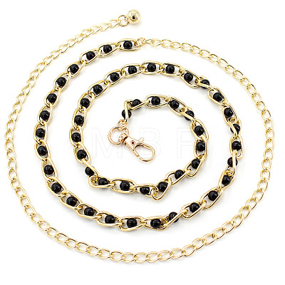 Alloy & Plastic Round Beads Twisted Belly Chains WGB594E-01-1