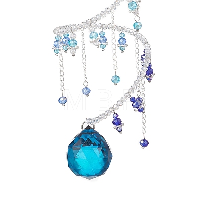 Glass Teardrop Hanging Suncatchers HJEW-TA00413-02-1