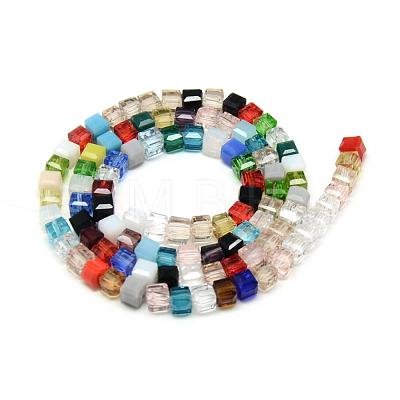 Faceted Transparent Glass Cube Beads Strands GLAA-R163-6x6-01-1