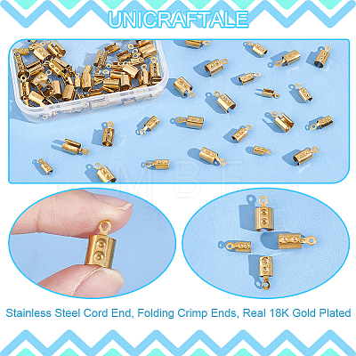 Unicraftale 80Pcs 4 Size Ion Plating(IP) 201 Stainless Steel Cord End STAS-UN0049-51-1