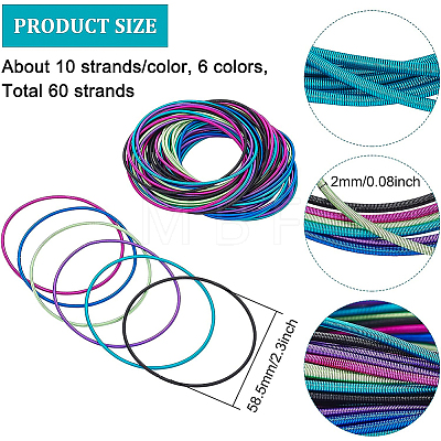 60Pcs 6 Colors Spring Bracelets Set TWIR-BC0001-42-1
