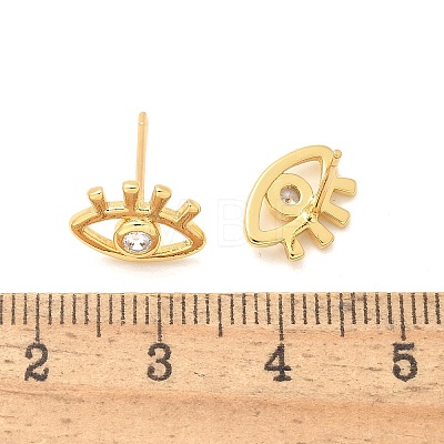 Brass Micro Clear Cubic Zirconia Eye Stud Earrings EJEW-S252-02G-1