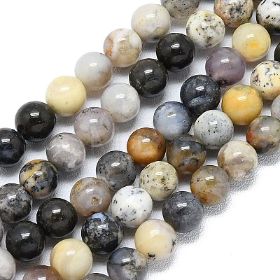 Natural Dendritic Opal Beads Strands G-R494-A23-02A-1