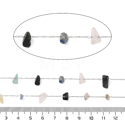 Handmade Natural Mixed Stone Chip Beads Chain CHS-H028-06B-01-1