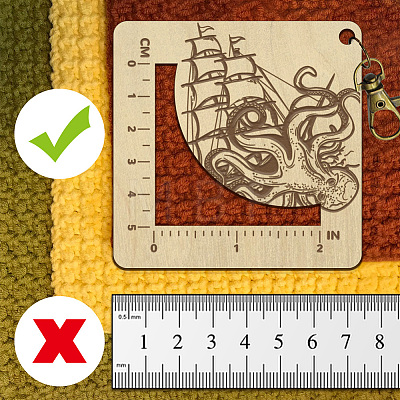 Wooden Square Frame Crochet Ruler DIY-WH0536-004-1