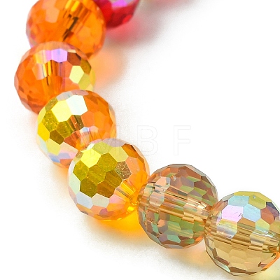 Rainbow Color Faceted Round Glass Stretch Bracelets for Women BJEW-JB09481-01-1