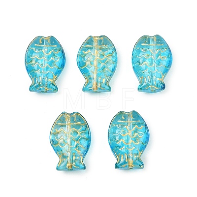 Electroplate and Golden Metal Enlaced Glass Beads EGLA-T029-01C-1