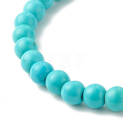 Synthetic Turquoise(Dyed) Starfish Stretch Bracelet BJEW-JB07702-03-1