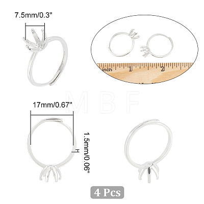 4Pcs Brass Adjustable Ring Settings FIND-NB0004-62A-1