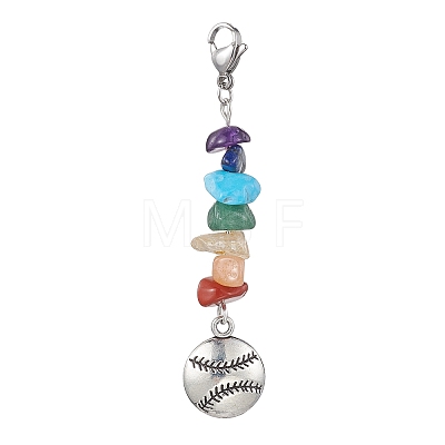 Synthetic & Natural Mixed Gemstone Pendant Decorations HJEW-JM01790-1