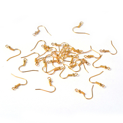 Golden Color Brass Earring Hooks X-EC135Y-NFG-1