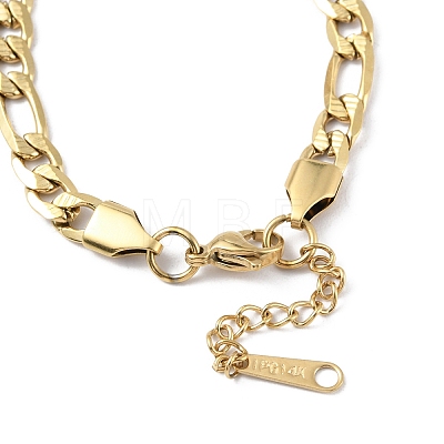 Ion Plating(IP) 304 Stainless Steel Figaro Chain Bracelets for Men Women BJEW-M293-08G-1