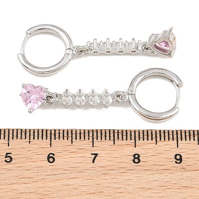 Brass Micro Pave Cubic Zirconia Hoop Dangle Earrings KK-CBA8324-07P-01-1