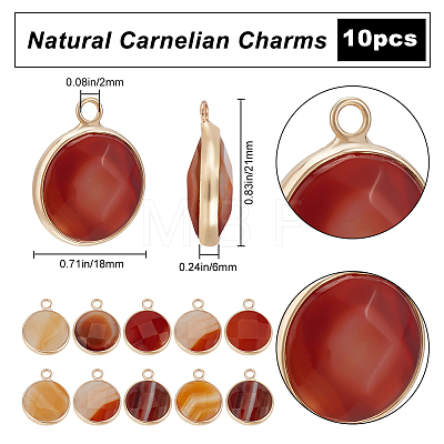 Beebeecraft 10Pcs Natural Red Agate Dyed Pendants G-BBC0001-37B-1