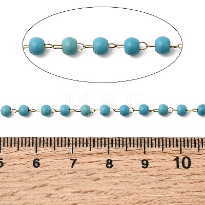 Handmade Synthetic Turquoise Beads & 316 Stainless Steel Round Link Chains CHS-L033-09G-1