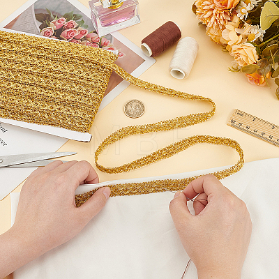 Polyester Braided Metallic Lace Trim SRIB-WH0011-180B-01-1