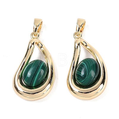 Synthetic Malachite Teardrop Pendants KK-U043-39G-01-1