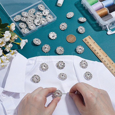 30Pcs Alloy Rhinestone Shank Buttons BUTT-HY0001-28-1