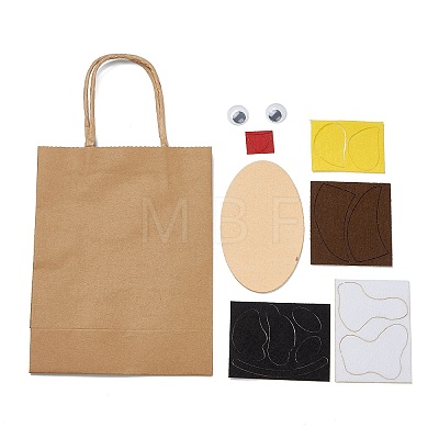 DIY Rectangle with Cattle Pattern Kraft Paper Bag Making Set DIY-F079-12-1