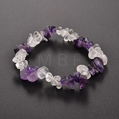 Chips Gemstone Beaded Stretch Bracelets X-BJEW-JB01825-02-1