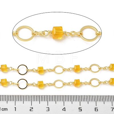 Rack Plating Brass Glass Link Chains CHC-P012-10G-02-1