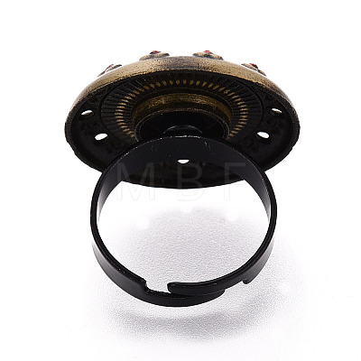 Adjustable Alloy & Iron & Rhinestone Bezel Cup Ring Base with Rotatable Tray MAK-T012-10AB-1
